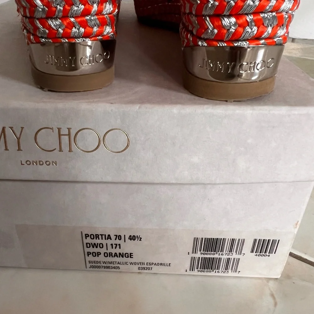 Jimmy Choo Silver and Orange suede Espadrilles/Wedges - Picture 10 of 10